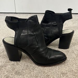 1. State Size 7 Black Leather Leban Heeled Slingback Pointed Toe Ankle Boots